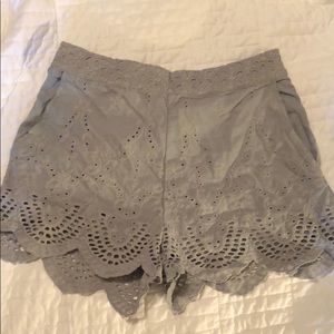 Gray crochet shorts
